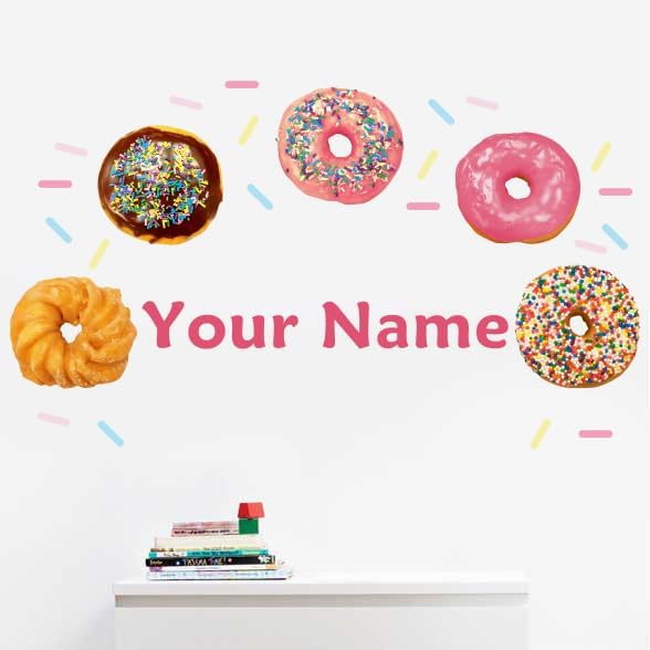 Oliver's Labels Premium Name Wall Decals - Matte Finish Personalized Wall Art for Kids' Rooms & Nurseries (Donuts) by Oliver%27s+Labels