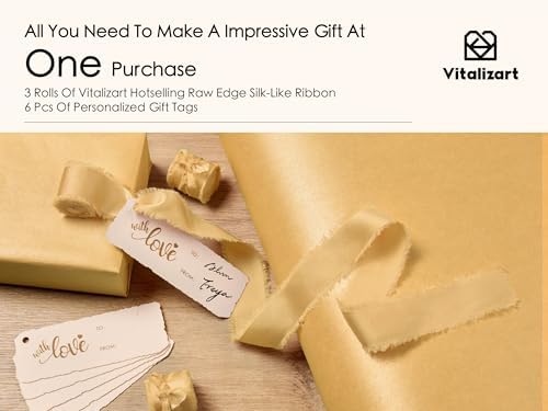 Vitalizart Gold Wrapping Paper Set 30" Pearly-Lustre Ribbons & Gift Tags - Image 6