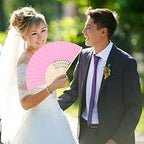 Aneco 48 Pieces Handheld Paper Fans Paper Folding Fans with Bamboos for Wedding Gift, Party, Home, DIY, Multicolor - Image 7