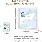Lillian Rose Love You to The Moon Baby Shower Guest Signing Picture, Blue - Image 2
