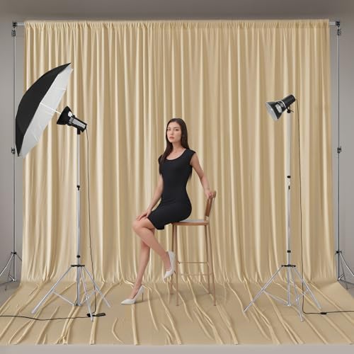 10ftx15ft Champagne Backdrop Curtains for Parties, Wrinkle Free Polyester Photo Backdrop Drapes 2 Panels 15 ft Long Back Drop Cloth for Wedding Birthday Photography Background Party - Image 7