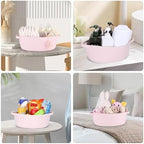 5 Pack Small Woven Cotton Rope Storage Basket with Gifts Bag and Ribbons, Natural Decorative Organizer Bin with Handles for Nursery, Living Room, Closet, Shelf, Pink - Image 7