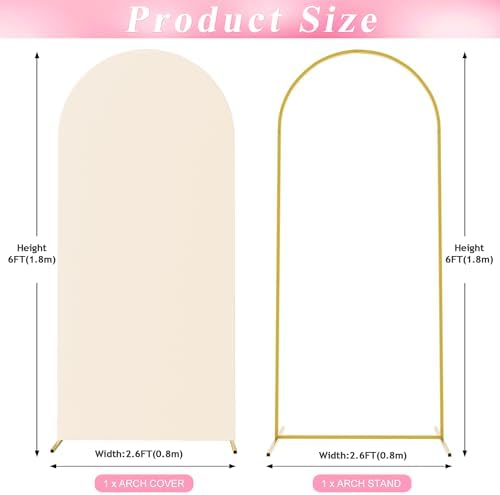 Wokceer 6FT Arch Backdrop Stand and Cover Set,Arch Stand with Beige Cover - Image 2
