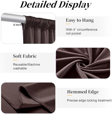 50ft x 15ft Brown Backdrop Curtains, Wrinkle Free Drapes Back Drop Cloth - Image 5