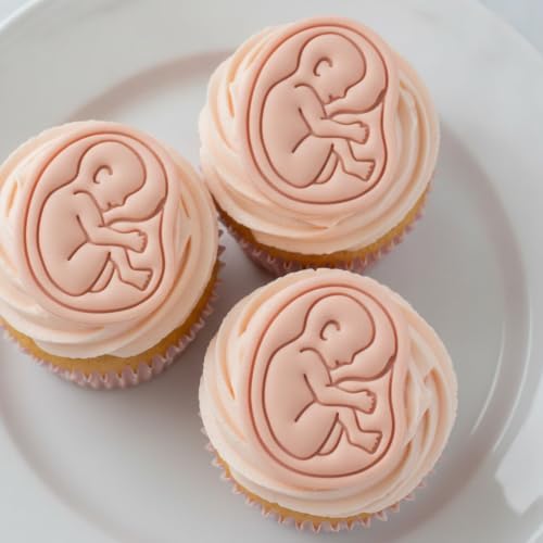 BAKERLOGY Set of 2 Pregnancy Ultrasound & 20 Week Fetal Baby Mini Cookie Cutter & Stamp Sets – Fondant Embossers for Cookies, Cupcakes, Baby Shower, Pregnancy Announcement, OBGYN, Midwife & Doula - Image 5