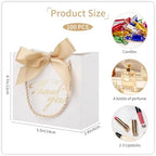 100Pcs Small Thank You Gift Bags With Handles White Gold Gift Bags Bulk - Image 2