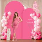Hot Pink Arch Backdrop Cover 2 Set - 6.6FT, 5FT Spandex Fitted Wedding Arch Stand Covers Round Top Chiara Arch Backdrop Stands Cover for Birthday Parties Banquet Photo Background Decoration - Image 5