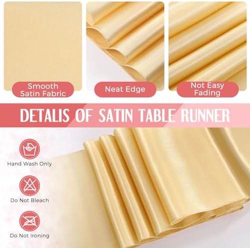 Tudomro 16 Pack Pink and Gold Plastic Tablecloths Satin Runner Set - Image 4