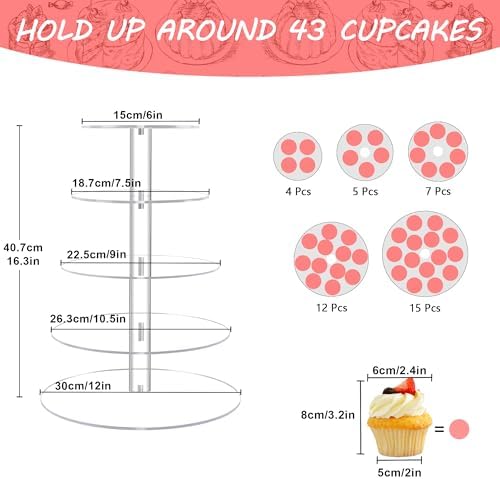 Cupcake Stand for 53 Cupcakes Clear 5 Tier Round Cupcake Tower for Wedding - Image 6