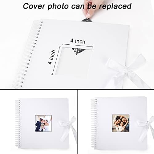 Vienrose Scrapbook Photo Album with Corner Stickers 12x12 inches DIY with Cover Photo Pocket 80 Pages Silk Ribbon Hardcover Album for Guest Book Wedding Baby Shower Christmas White - Image 3