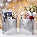 TaoBary 24 Pack Silver Gift Bags with Tissue Paper, 9''x8''x4'' Metallic Paper Bags with Handles, Medium Size for Wedding, Birthday, Baby Shower Party Favors - Image 4