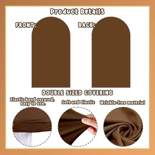 Set of 2 Arch Backdrop Covers Brown Cream(7.2Ft, 6Ft), 2-Sided Spandex Fitted Round Top Chiara Arch Backdrop Stand Covers for Baby Shower Wedding Birthday Party Decor Supplies (Only Cover) - Image 6