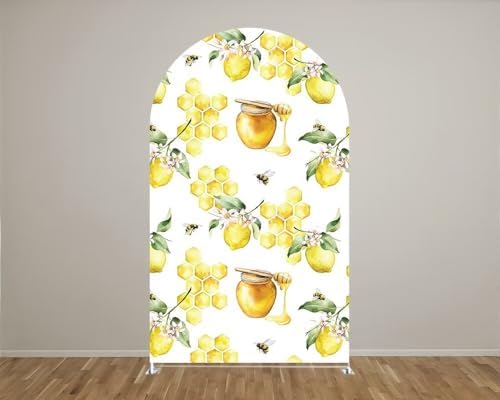 Honey Bee Arched Fabric Backdrop Covers Honey Honeycomb Arch Stand Cover for Baby Shower Birthday Decoration(Only Cover) - Image 2