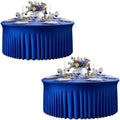 Royal Blue 2PCS Round Spandex Tablecloth for 5FT/60In Round Table, Stretchy Table Cloth with Skirt, Washable Fitted Tablecloth, Circle Wrinkle Free Table Cover for Wedding Party Banquet Event by Torrowsrort