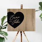 Andaz Press Large Wooden Welcome Sign for Wedding Rustic Welcome Sign 16" x 20" Custom Names with Heart Design Fall Wedding Signage English Oak MDF Wood Finish Reception Indoor Outdoor Signs Display - Image 2
