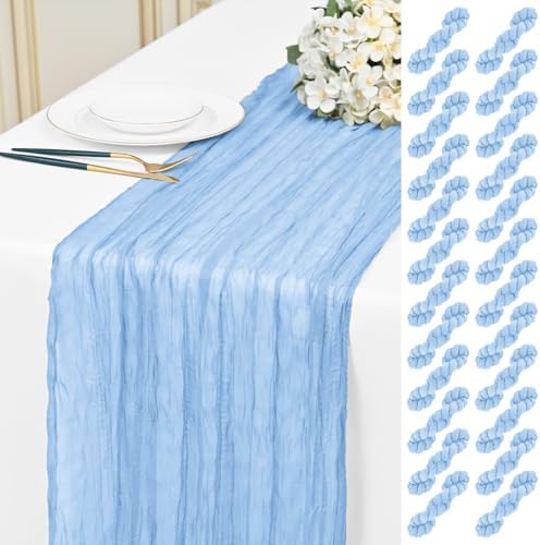 24 Pack Light Blue 10Ft Cheesecloth Table Runner by Unknown