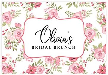 Andaz Press Custom Personalized Disposable Paper Placemats, 12 x 18 Inch, Set of 25, Custom Bridal Brunch Pink Floral, Tableware, Dining, Tabletop, Table Setting for Bridal Shower, Bridal Brunch by AndazPress