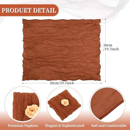 fani 100 Pack Gauze Cheesecloth Napkins, 20 x 20 in, Terracotta - Image 2