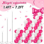 Bow Balloon Column Stand Set of 2, Hot Pink,White - Image 6
