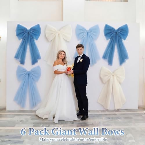 6 Pcs Big Blue Mesh Bows for Backdrop 31.5"x19.7" - Image 5
