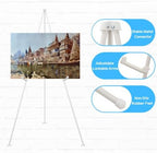3 Pack White Easel Stand for Wedding Sign, Poster, 63" Portable Metal Painting Easels Stand Adjustable Folding Easel for Art Crafts Show,Arts,Birthday - Image 6