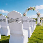 Pack of 100 Metallic Silver Chair Sashes Bows, Chair Bands Silver Buckle - Image 4