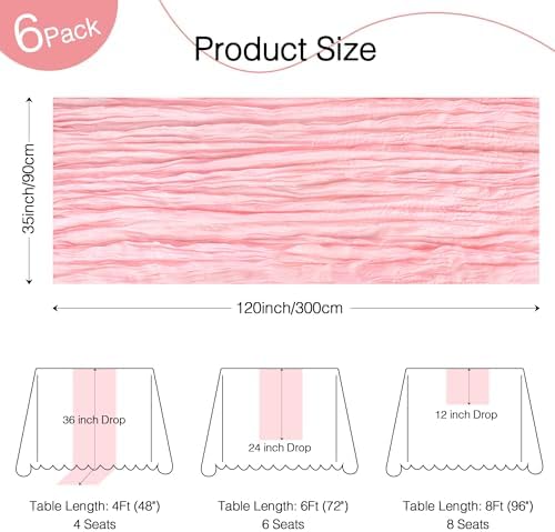 6 Pack Light Pink Cheesecloth Table Runner Boho Gauze Home Decor - Image 2