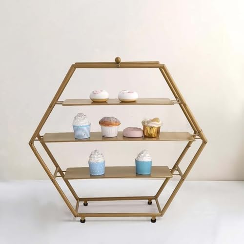 Efavormart 3-Tier Metal Hexagon Cupcake Stand 21" Matte Gold - Durable Contemporary Dessert Holder Appetizer Display for Upscale Events Banquets & Gatherings - Image 6
