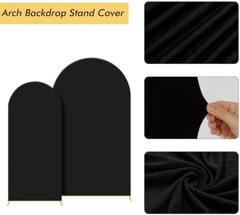 Gawicpy Wedding Arch Backdrop Stand Set Metal Arch Backdrop Stand with Wedding Arch Cover, Wedding Balloon Arch Backdrop Stand for Birthday, Baby Shower, Anniversary (Black, 5.9FT+7.2FT) - Image 7