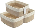 XUANGUO Small Woven Storage Baskets for Shelves, 13" x 9" x 5", White/Brown by XUANGUO