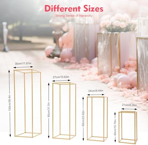Centerpiece Stands Set, 4 Gold Tiered Flower Stands For Decoration, Elegant Event Display For Wedding Birthday Dessert Table, Heavy Duty Steel Hollow Design, DIY Backdrop Decor - Image 5