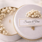 Personalized Scented Soy Wax Candle Favors with Dried Flowers, White Tin Guest Gifts for Weddings, Bridal & Baby Showers, Bulk Sets (10–200 Count) - Image 2