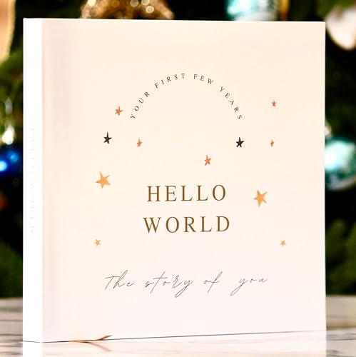 Joss & Lac Design Gender Neutral | Minimalist Keepsake Memory Book Photo Album for Baby Boy or Girl First 5 Years – A Milestone Book to Record Every Event from Birth to Age 5 (Sky Star) by JossLacDesign
