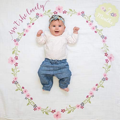 Lulujo Baby’s First Year Milestone Blanket and Card Set | 40in x 40in (Isn't She Lovely) - Image 3