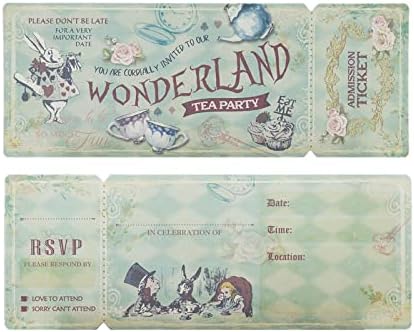 Summer-Ray 24 sets Vintage Alice in the Wonderland Tea Party Invitation with Sleeve Holder by Summer-Ray.com