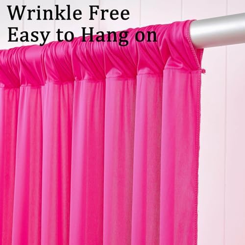 10ft x 10ft Wrinkle Free Hot Pink Backdrop Curtains for Parties, Polyester Photo Backdrop Drapes 2 Panels 5x10ft for Weddings Birthday Photography Party Background Baby Shower Decor - Image 4