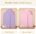 Pink and Purple Photo Arch Backdrop Cover Set of 2 for Baby Shower Party 7.2ft and 6ft Arch Covers Stretchy Backdrop Spandex Arch Stand Covers for Girls Birthday Wedding Banquet Background - Image 2