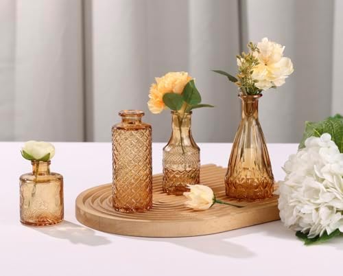 18pcs Amber Glass Bud Vase Set, Gold Small Flower Vases for Centerpieces - Image 6