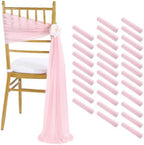 Fanqisi Pink Chair Sashes Wedding Decorations: 32 Pieces 8ft Long Tulle Chair Sashes Cover - Birthday Party Banquet by Fanqisi