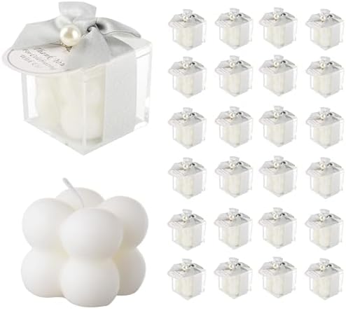 ACITHGL 30 Sets Small Bubble Candle Wedding Candles Favors for Guests Bulk Bridal Shower Favors Candles with Stylish Ribbons Thank You Cards Gifts (Shimmering Silver) by ACITHGL
