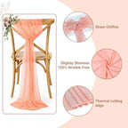 MDS Pack of 125 Chiffon Chair Sashes for Wedding & Event Décor - Peach - Image 3
