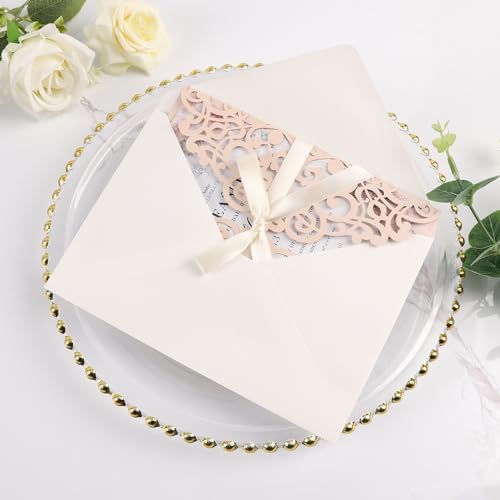 50pcs Blush Pink Wedding Invitations With Envelopes and Rsvp Cards - Image 4