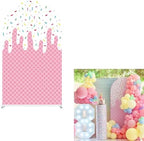 Arch Backdrop Cover Ice Cream Sprinkles Girls Birthday Party Decorations Arch Frame Fabric Cover Sweet ONE Candy Pink Baby Shower Baptism Parties (7.2x4ft Cover,cream1) by ittsmnt