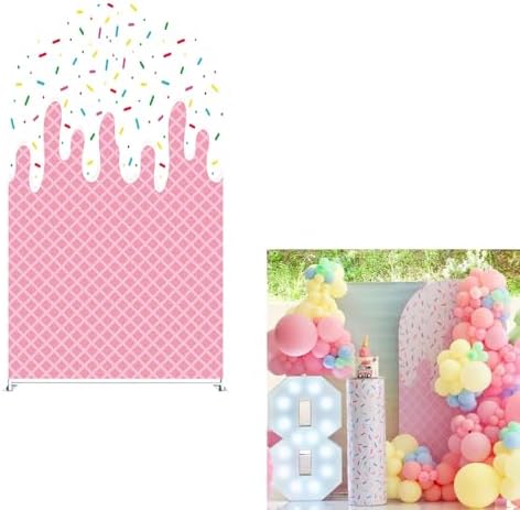 Arch Backdrop Cover Ice Cream Sprinkles Girls Birthday Party Decorations Arch Frame Fabric Cover Sweet ONE Candy Pink Baby Shower Baptism Parties (7.2x4ft Cover,cream1) by ittsmnt