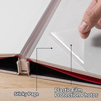 Large Photo Album Self Adhesive 4x6 8x10 10x12 13"x12.8" Magnetic Scrapbook 12.6"x11" Inch 40 Pages Linen Cover Beige DIY Photo Album with A Metallic Pen and Plastic Board - Image 3