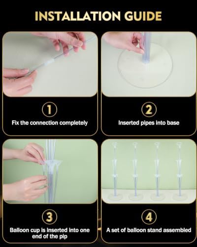 Bezente Pro Series Balloon Stand Kit Set of 4, Balloon Sticks Holder with 9 Inch Base for Table, Reusable Multi-Rod Centerpiece Stand for Wedding Birthday Baby Shower Party Decor(No Balloon) - Image 5