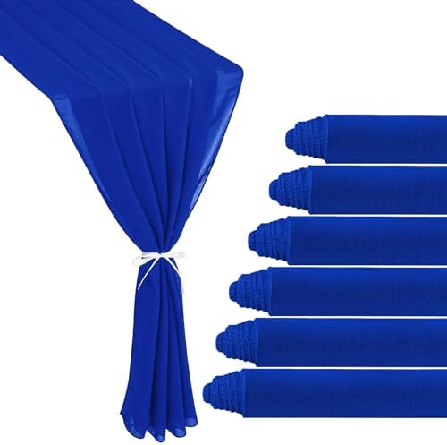 6 Pack 10Ft Royal Blue Chiffon Table Runner 29x120 Inches Sheer Fabric Table Runner Romantic Wedding Runner for Thanksgiving Christmas Bridal Shower Decorations（Royal Blue） by JALANCY