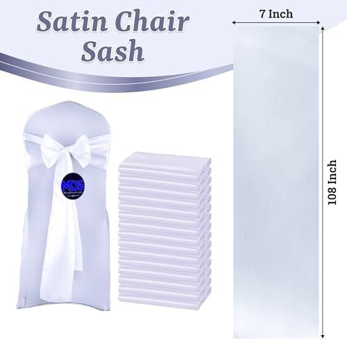 MDS® Pack of 200 Satin Chair Sashes for Wedding & Events – White - Image 3