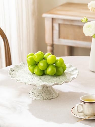Ceramic Cake Stand, Small Cake Plate for 8 Inch Cake, Speckled White - Image 2