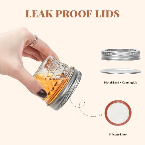 CycleMore 40 Pcs 4oz Crystal Mini Mason Jars, Silver Separable Lids - Image 4